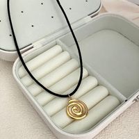 304 Stainless Steel Leather Rope Gold Plated Casual Simple Style Plating Spiral Pendant Necklace main image 4