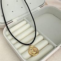 304 Stainless Steel Leather Rope Gold Plated Casual Simple Style Plating Spiral Pendant Necklace main image 5