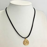 304 Stainless Steel Leather Rope Gold Plated Casual Simple Style Plating Spiral Pendant Necklace sku image 2