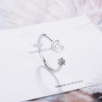 Wholesale Simple Style Heart Shape Copper Plating Inlay Zircon Open Rings main image 4