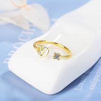 Wholesale Simple Style Heart Shape Copper Plating Inlay Zircon Open Rings main image 5