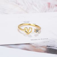 Wholesale Simple Style Heart Shape Copper Plating Inlay Zircon Open Rings sku image 2