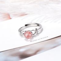 Wholesale Cute Geometric Copper Inlay White Gold Plated Strawberry Quartz Adjustable Ring main image 3
