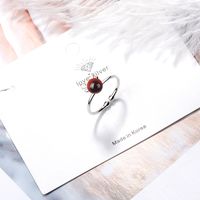 Wholesale Simple Style Antlers Copper Inlay White Gold Plated Strawberry Quartz Open Rings main image 4