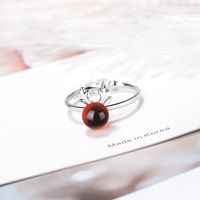 Wholesale Simple Style Antlers Copper Inlay White Gold Plated Strawberry Quartz Open Rings main image 5
