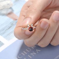 Wholesale Simple Style Antlers Copper Inlay White Gold Plated Strawberry Quartz Open Rings main image 3