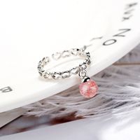 Wholesale Sweet Heart Shape Copper Inlay White Gold Plated Strawberry Quartz Charm Rings main image 1