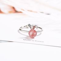 Wholesale Sweet Rabbit Copper Inlay White Gold Plated Strawberry Quartz Open Rings main image 5