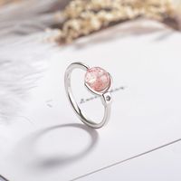 Copper Simple Style Inlay Geometric Strawberry Quartz Rings main image 1