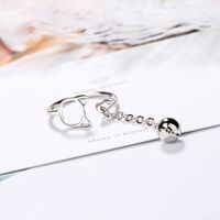 Wholesale Simple Style Cat Bell Copper White Gold Plated Open Rings main image 5