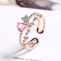 Lady Heart Shape Copper Inlay Artificial Gemstones Open Rings main image 5