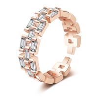 Simple Style C Shape Copper Plating Inlay Artificial Gemstones Open Rings main image 4