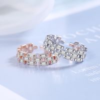 Simple Style C Shape Copper Plating Inlay Artificial Gemstones Open Rings main image 1