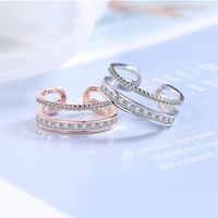 Simple Style C Shape Copper Inlay Artificial Gemstones Open Rings main image 1