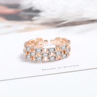 Simple Style C Shape Copper Plating Inlay Artificial Gemstones Open Rings sku image 2