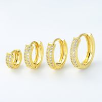 1 Piece Simple Style Commute Round Plating Inlay Brass Zircon 18k Gold Plated Silver Plated Earrings main image 1