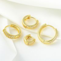 1 Piece Simple Style Commute Round Plating Inlay Brass Zircon 18k Gold Plated Silver Plated Earrings main image 2