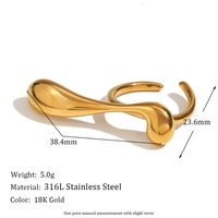 Basic Einfacher Stil Klassischer Stil Einfarbig Rostfreier Stahl Überzug 18 Karat Vergoldet Offener Ring sku image 2
