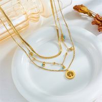 Lady Life Tree Titanium Steel Plating 18k Gold Plated Double Layer Necklaces main image 1
