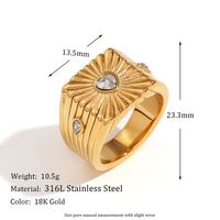 Vintage Style Classic Style Heart Shape Stainless Steel Plating Inlay Zircon 18k Gold Plated Rings main image 2
