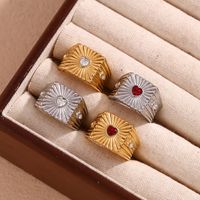 Vintage Style Classic Style Heart Shape Stainless Steel Plating Inlay Zircon 18k Gold Plated Rings main image 3