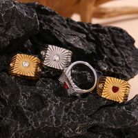 Vintage Style Classic Style Heart Shape Stainless Steel Plating Inlay Zircon 18k Gold Plated Rings main image 4