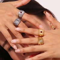 Vintage Style Classic Style Heart Shape Stainless Steel Plating Inlay Zircon 18k Gold Plated Rings main image 5