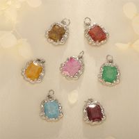 Simple Style Square Artificial Crystal Plating 18k Gold Plated Charms main image 1