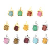 Simple Style Square Artificial Crystal Plating 18k Gold Plated Charms main image 3