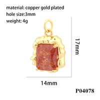 Simple Style Square Artificial Crystal Plating 18k Gold Plated Charms main image 8