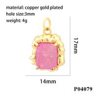 Simple Style Square Artificial Crystal Plating 18k Gold Plated Charms main image 9
