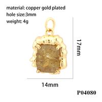 Simple Style Square Artificial Crystal Plating 18k Gold Plated Charms sku image 1