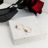 Perlas De Agua Dulce Chapados en oro de 18k Estilo Simple Color Sólido Anillo Ajustable main image 6