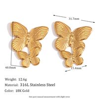 1 Paire Style Vintage Style Classique Papillon Placage Acier Inoxydable Plaqué Or 18k Boucles D'oreilles main image 2