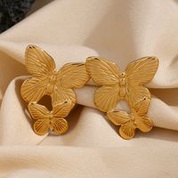 1 Paire Style Vintage Style Classique Papillon Placage Acier Inoxydable Plaqué Or 18k Boucles D'oreilles main image 4