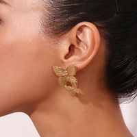 1 Pair Vintage Style Classic Style Butterfly Plating Stainless Steel 18k Gold Plated Drop Earrings main image 5