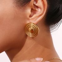 1 Pair Vintage Style Simple Style Classic Style Heart Shape Plating Stainless Steel 18k Gold Plated Ear Studs main image 5