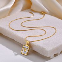 304 Stainless Steel Gold Plated Elegant Simple Style Plating Inlay Letter Shell main image 4