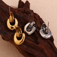 1 Pair Basic Simple Style Classic Style Solid Color Plating Stainless Steel 18k Gold Plated Drop Earrings main image 3
