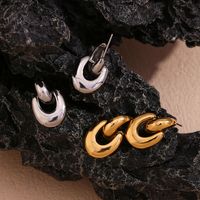 1 Pair Basic Simple Style Classic Style Solid Color Plating Stainless Steel 18k Gold Plated Drop Earrings main image 4