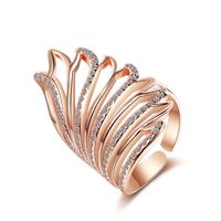 Classic Style Wings Copper Inlay Zircon Open Rings main image 6
