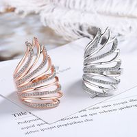 Classic Style Wings Copper Inlay Zircon Open Rings main image 1