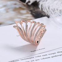 Classic Style Wings Copper Inlay Zircon Open Rings main image 4