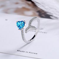 Classic Style Fish Tail Copper Inlay Zircon Open Rings main image 6