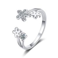 Classic Style Flower Copper Inlay Zircon Open Rings main image 2