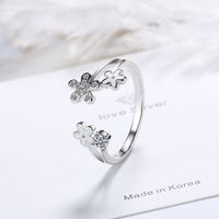 Classic Style Flower Copper Inlay Zircon Open Rings main image 1
