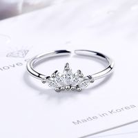 Simple Style Crown Copper Inlay Zircon Open Rings main image 1