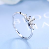 Simple Style Crown Copper Inlay Zircon Open Rings main image 5