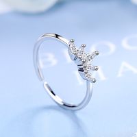 Style Simple Couronne Le Cuivre Incruster Zircon Anneau Ouvert main image 5