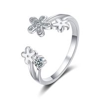 Classic Style Flower Copper Inlay Zircon Open Rings sku image 1